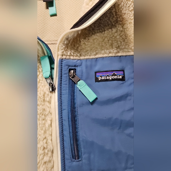 Patagonia Women's Classic Retro X Vest Ivory Cream TEAL Rare Colors MED - Picture 7 of 7